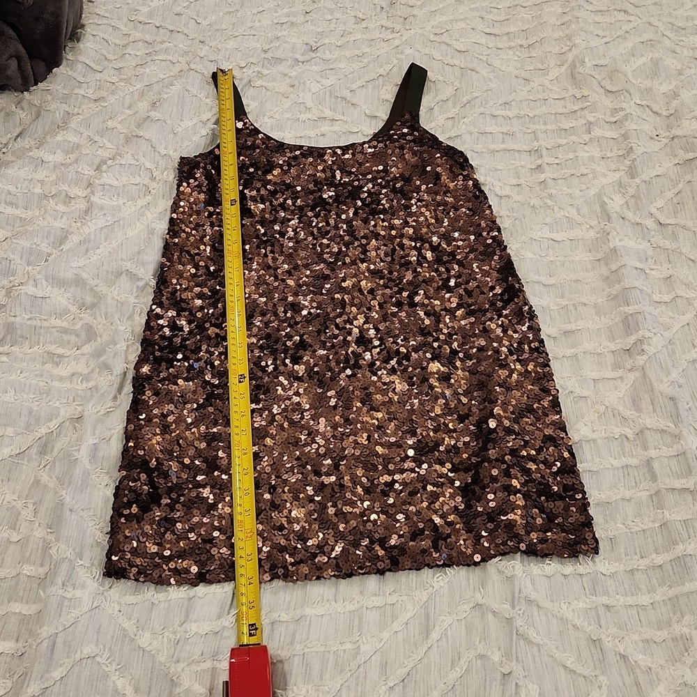 Brown sequin Theory mini shift dress size 4! Such a stunner! - Picture 8 of 9